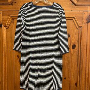 J. McLaughlin Trey 3/4 Sleeve Boatneck Stripe Cotton Linen Dress Small NWT